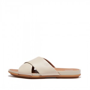 Ciabatte Fitflop Gracie Cross Slides Donna Grigie Beige | IT-29083TJMY