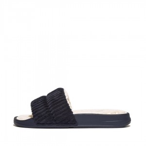 Ciabatte Fitflop Iqushion Corduroy Polyester Slides Donna Blu Marino | IT-45297RPDZ