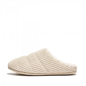 Pantofole Fitflop Chrissie Corduroy Polyester Donna Bianche | IT-64185FSZR