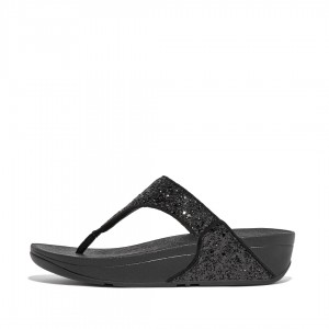 Sandali Con Puntale Fitflop Lulu Glitter Donna Nere | IT-27905GPCQ