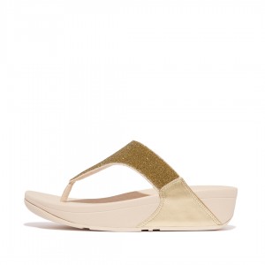 Sandali Con Puntale Fitflop Lulu Microfibre Faux Pelle (Pu) Thongs Donna Oro | IT-12496GLKH