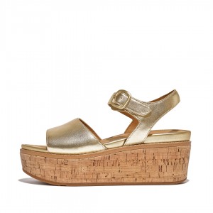 Sandali Zeppa Fitflop Eloise Cork Wrap Donna Argento | IT-98467KWUF