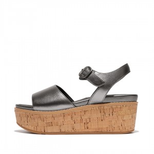 Sandali Zeppa Fitflop Eloise Cork Wrap Donna Ossidiana | IT-19675HDOK