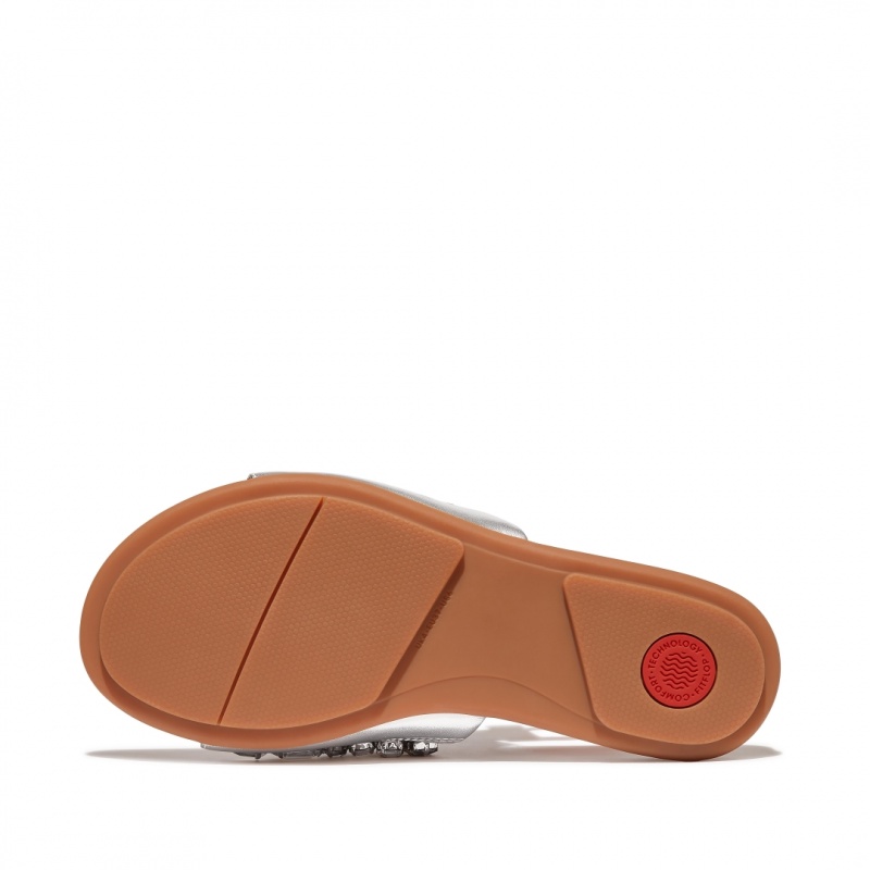 Ciabatte Fitflop Gracie Pelle Donna Argento | IT-08345KRXJ