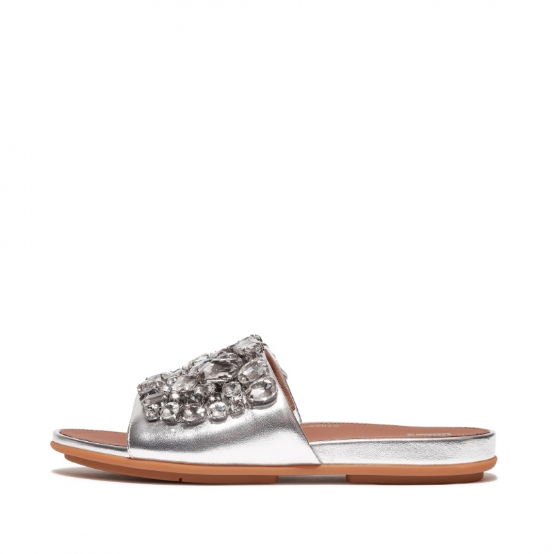 Ciabatte Fitflop Gracie Pelle Donna Argento | IT-08345KRXJ