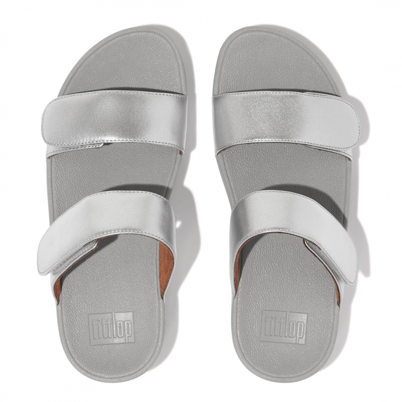 Ciabatte Fitflop Lulu Adjustable Metallic Pelle Donna Argento | IT-81724OHMP