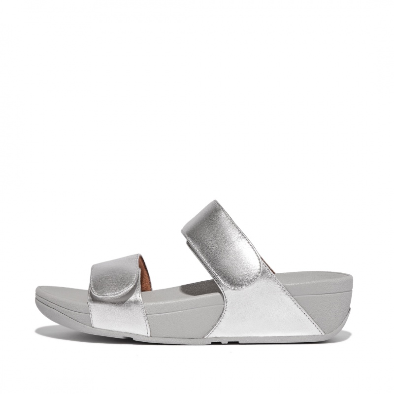 Ciabatte Fitflop Lulu Adjustable Metallic Pelle Donna Argento | IT-81724OHMP