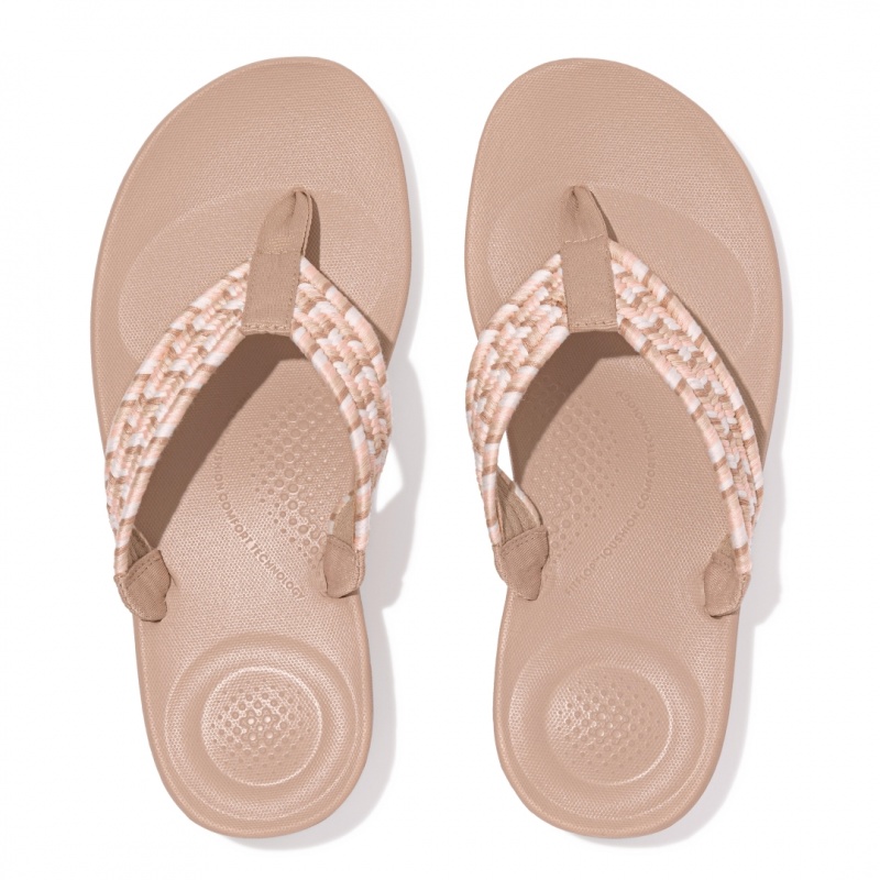 Infradito Fitflop Iqushion Cotone Webbing Flip Flops Donna Beige | IT-72345TIDF