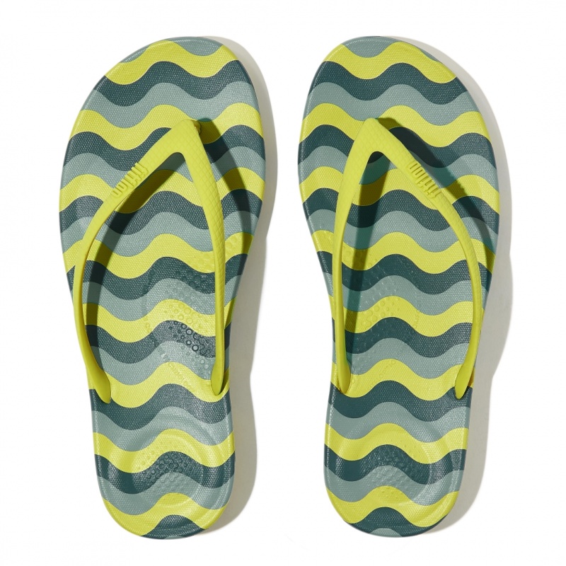 Infradito Fitflop Iqushion Snake Embossed Rubber Tpu Flip Flops Donna Verdi Chiaro | IT-95038PNWD