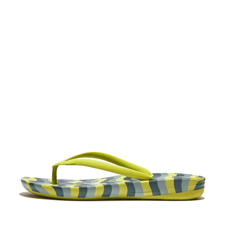 Infradito Fitflop Iqushion Snake Embossed Rubber Tpu Flip Flops Donna Verdi Chiaro | IT-95038PNWD