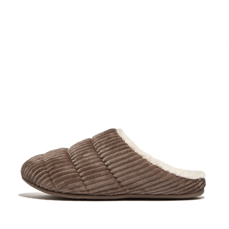 Pantofole Fitflop Chrissie Corduroy Polyester Donna Grigie | IT-82915DSTR