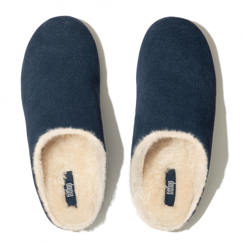 Pantofole Fitflop Chrissie Shearling Donna Blu Marino | IT-84397CMBS