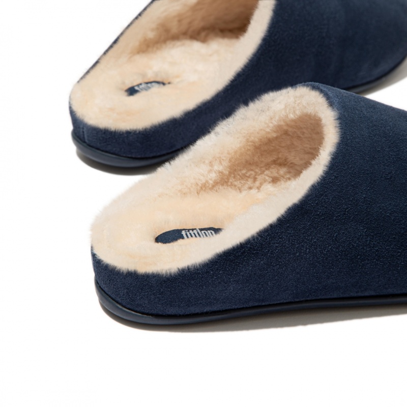 Pantofole Fitflop Chrissie Shearling Donna Blu Marino | IT-84397CMBS