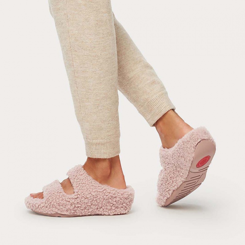 Pantofole Fitflop Shuv Lana Vergine Shearling Donna Rosa | IT-59107GSPU