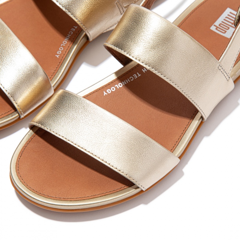 Sandali Con Cinturino Sul Retro Fitflop Gracie Pelle Donna Oro | IT-02483UCRK