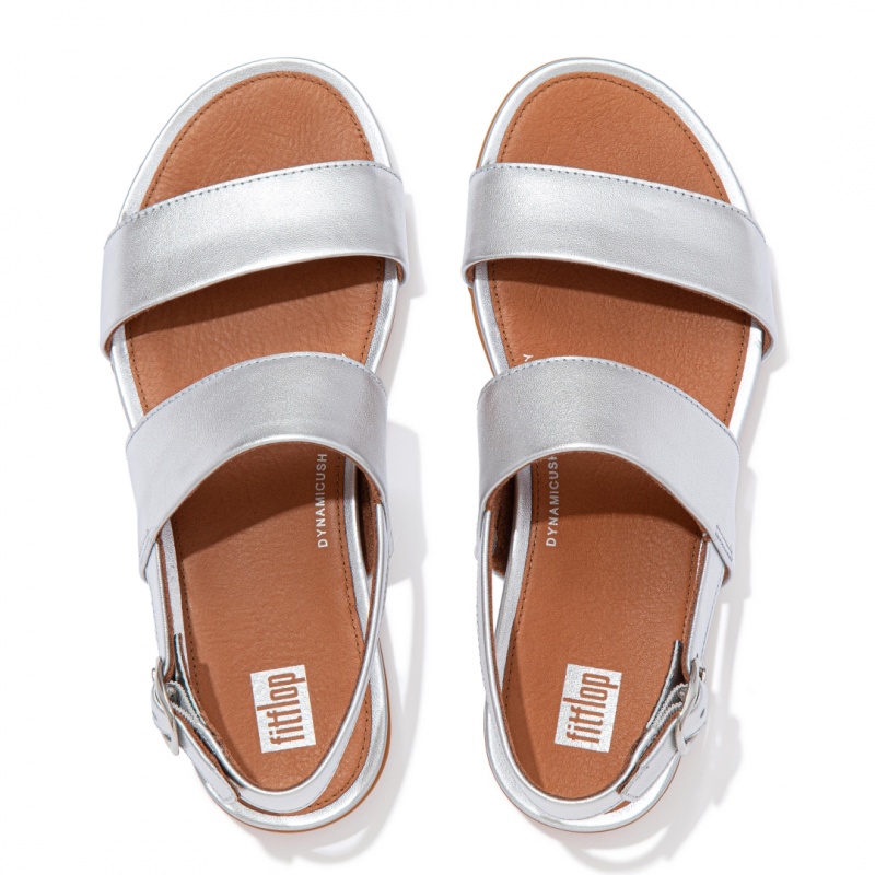 Sandali Con Cinturino Sul Retro Fitflop Gracie Pelle Donna Argento | IT-96084NMAQ