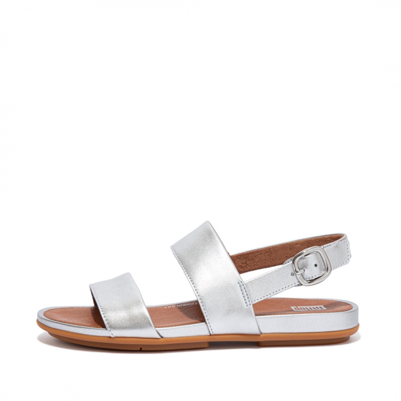 Sandali Con Cinturino Sul Retro Fitflop Gracie Pelle Donna Argento | IT-96084NMAQ