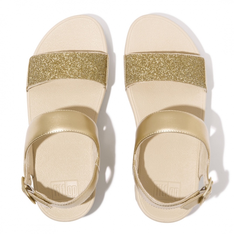 Sandali Con Cinturino Sul Retro Fitflop Lulu Microfibre Faux Pelle (Pu) Donna Oro | IT-81620DZEJ