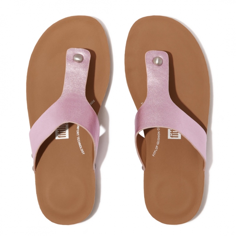 Sandali Con Puntale Fitflop Iqushion Pelle Thongs Donna Viola | IT-92718GHXI