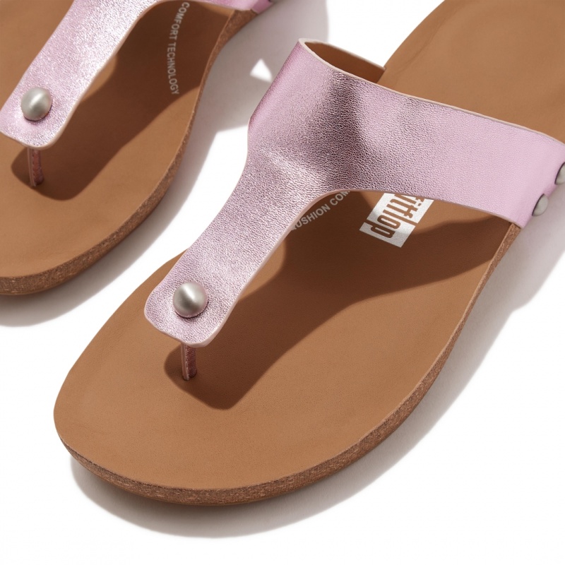 Sandali Con Puntale Fitflop Iqushion Pelle Thongs Donna Viola | IT-92718GHXI