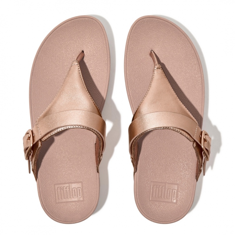 Sandali Con Puntale Fitflop Lulu Adjustable Pelle Donna Oro | IT-12579QEHD