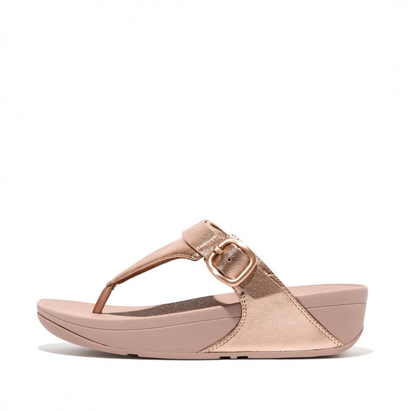 Sandali Con Puntale Fitflop Lulu Adjustable Pelle Donna Oro | IT-12579QEHD