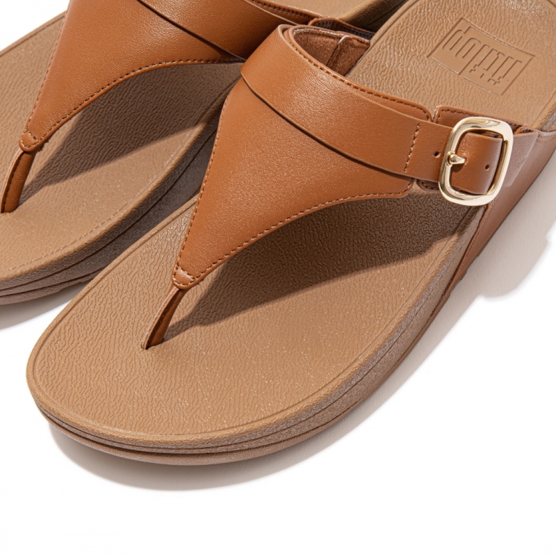 Sandali Con Puntale Fitflop Lulu Adjustable Pelle Donna Marroni | IT-29167WTDB