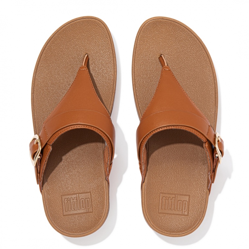 Sandali Con Puntale Fitflop Lulu Adjustable Pelle Donna Marroni | IT-29167WTDB