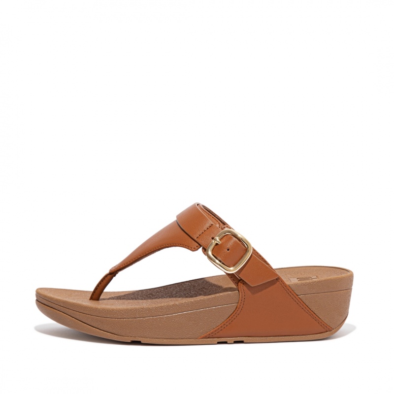 Sandali Con Puntale Fitflop Lulu Adjustable Pelle Donna Marroni | IT-29167WTDB