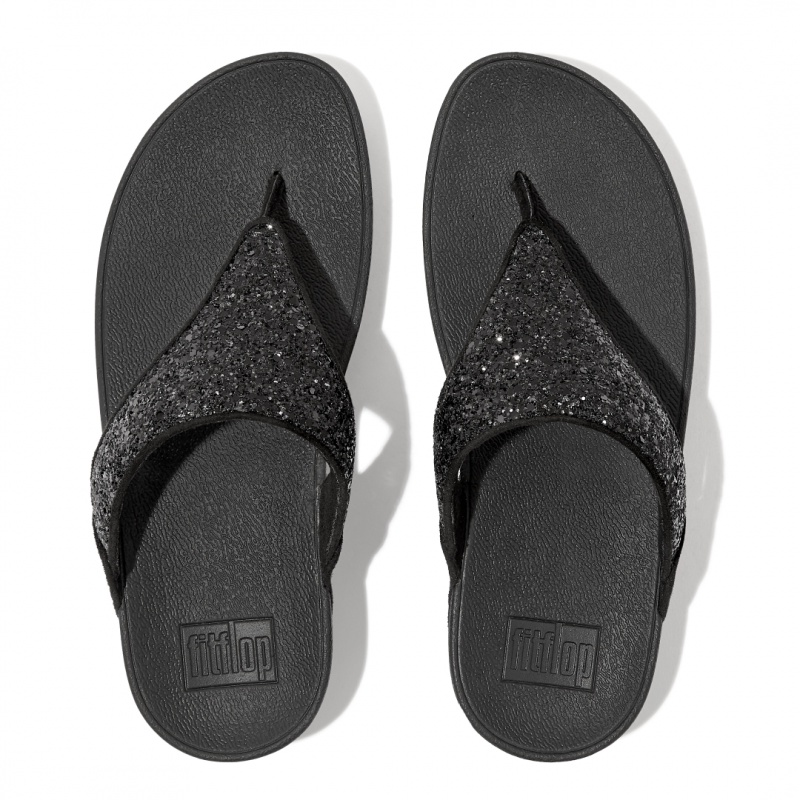 Sandali Con Puntale Fitflop Lulu Glitter Donna Nere | IT-27905GPCQ