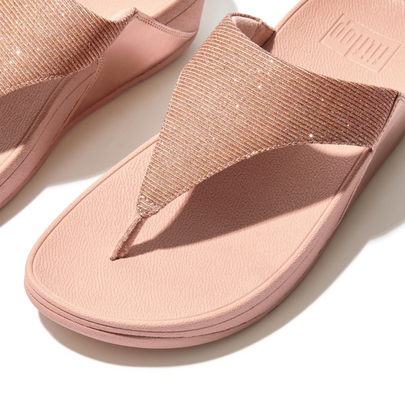 Sandali Con Puntale Fitflop Lulu Glitz Mesh Polyester Thongs Donna Rosa Oro | IT-16370KWAF