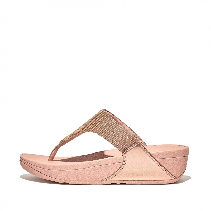 Sandali Con Puntale Fitflop Lulu Glitz Mesh Polyester Thongs Donna Rosa Oro | IT-16370KWAF