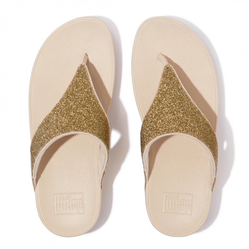 Sandali Con Puntale Fitflop Lulu Microfibre Faux Pelle (Pu) Thongs Donna Oro | IT-12496GLKH