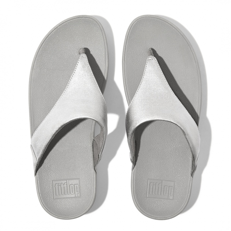 Sandali Con Puntale Fitflop Lulu Pelle Donna Argento | IT-18725QWSH