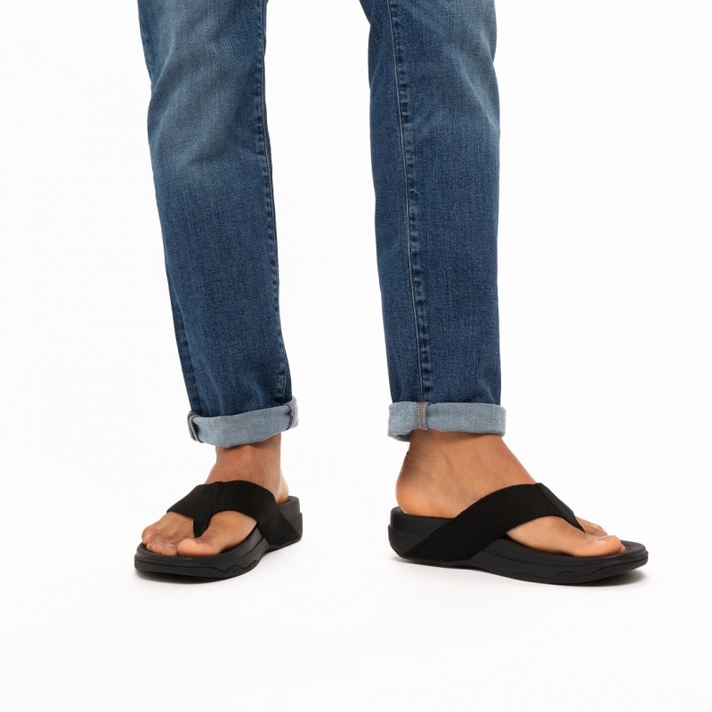 Sandali Con Puntale Fitflop Surfer Polyester Uomo Nere | IT-09185MOZP