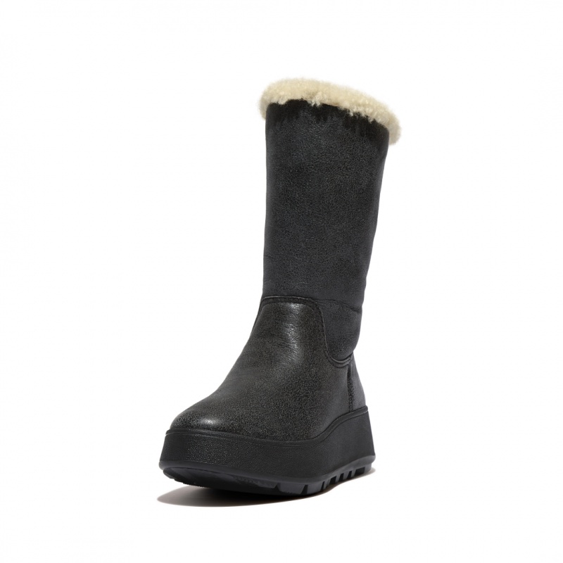 Stivali Fitflop F-Mode Double Faced Shearling Donna Nere | IT-72461VSMO