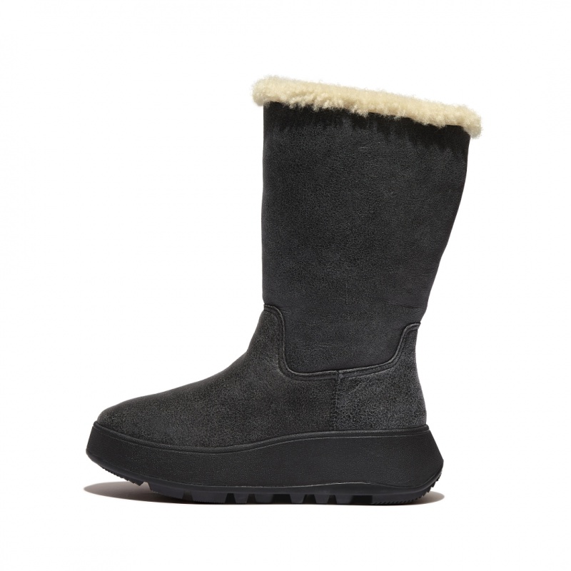 Stivali Fitflop F-Mode Double Faced Shearling Donna Nere | IT-72461VSMO