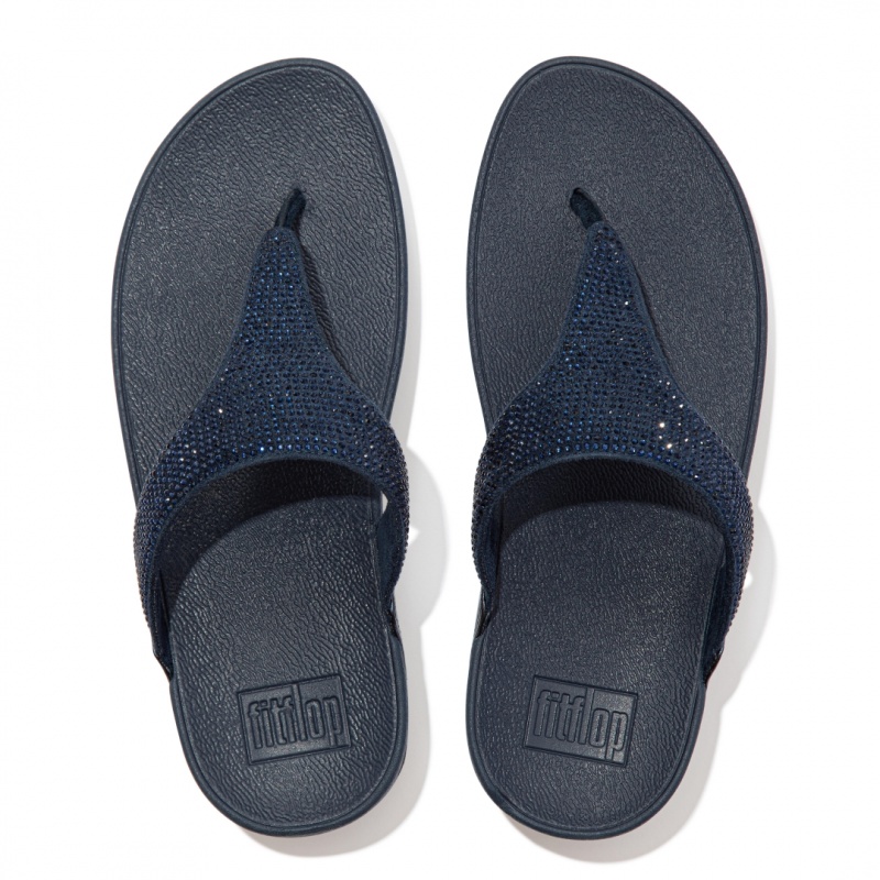 Thongs Fitflop Lulu Microfibre Faux (Pu) Punta Thongs Donna Blu Marino | IT-20748HBON