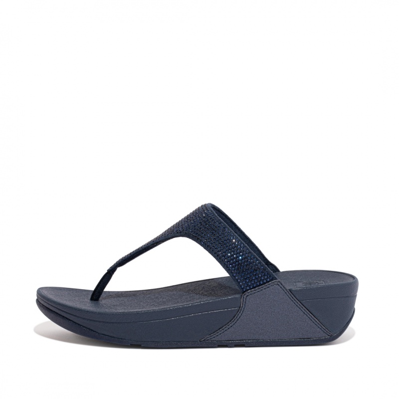 Thongs Fitflop Lulu Microfibre Faux (Pu) Punta Thongs Donna Blu Marino | IT-20748HBON