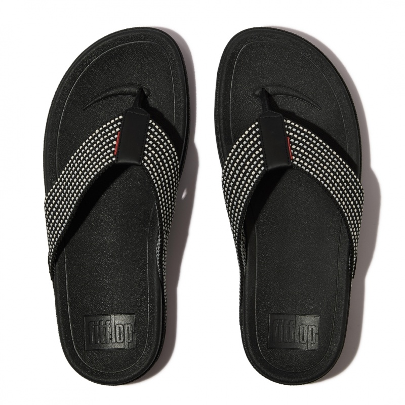 Thongs Fitflop Surfer Polyester Webbing Punta Uomo Nere | IT-23109LWNU