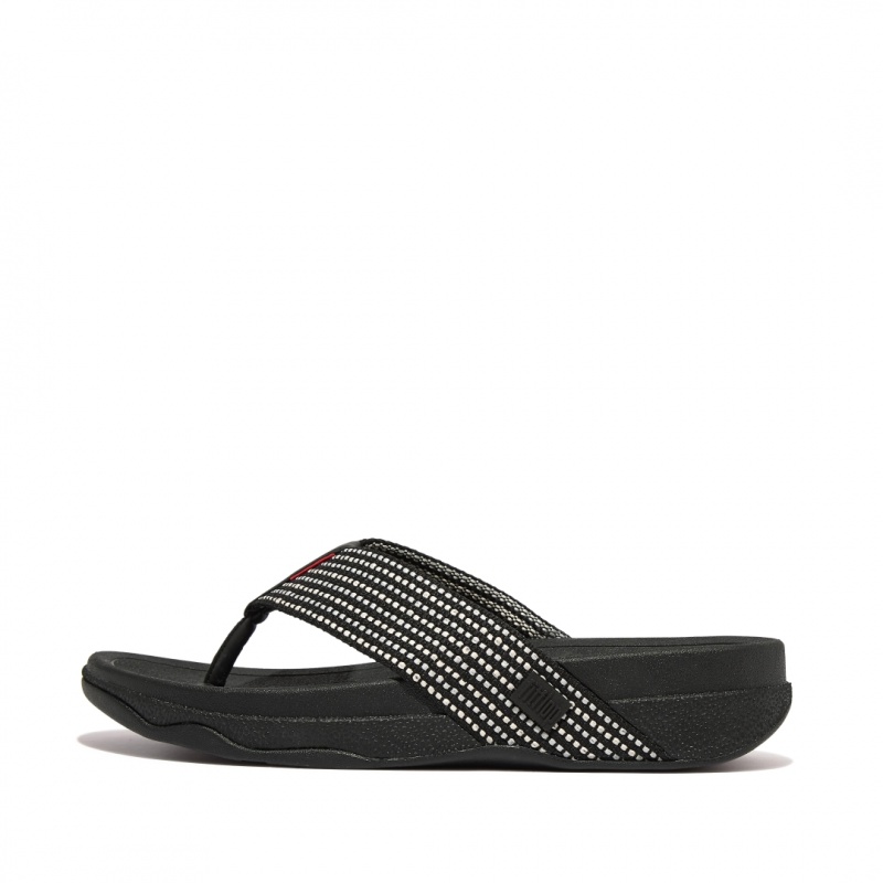 Thongs Fitflop Surfer Polyester Webbing Punta Uomo Nere | IT-23109LWNU