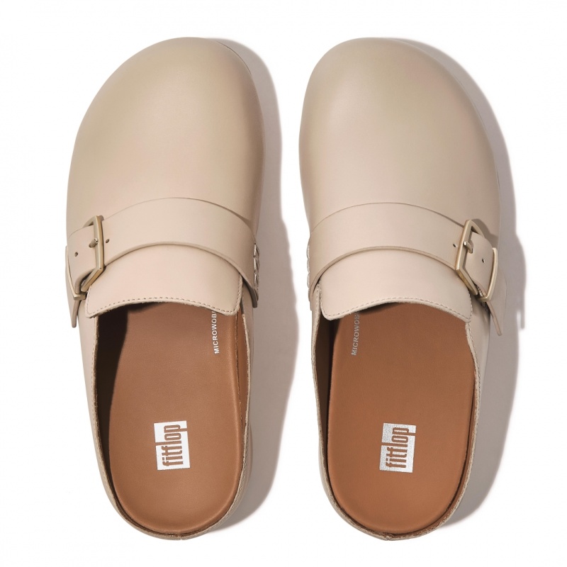 Zoccoli Fitflop Shuv Fibbia Cinturino Donna Grigie Beige | IT-69107ZBUR